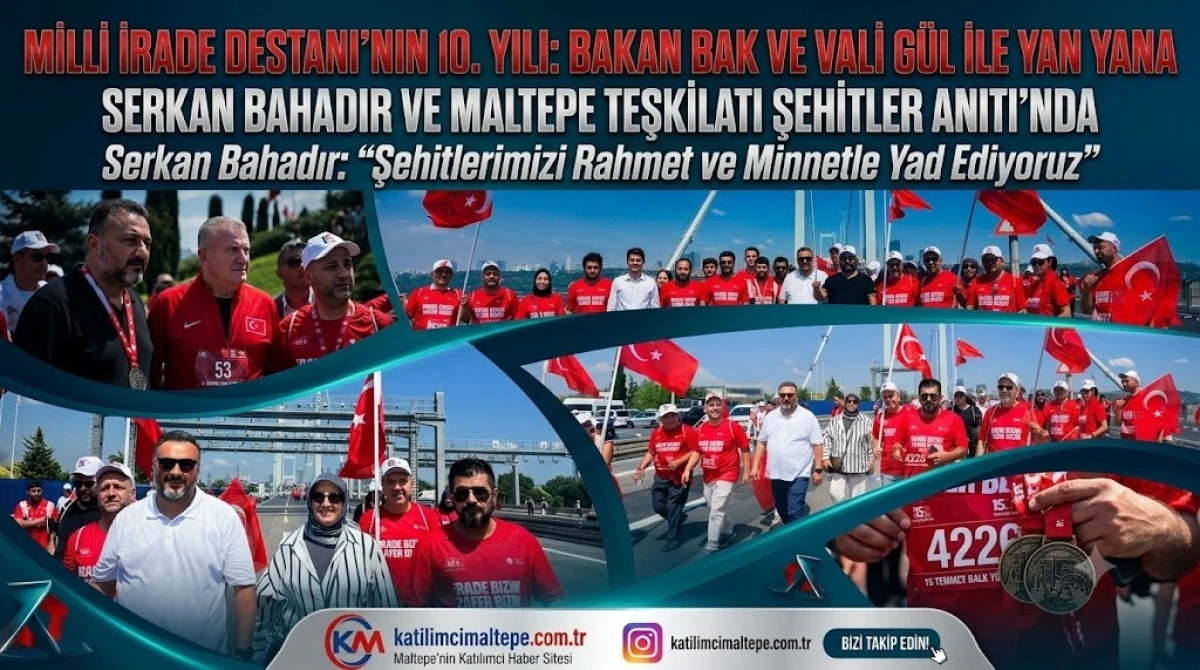 Bakan Bak ve Vali G&uuml;l ile Yan Yana AK Parti Maltepe İl&ccedil;e Başkanı Serkan Bahadır Şehitler Anıtı&rsquo;nı Ziyaret Etti