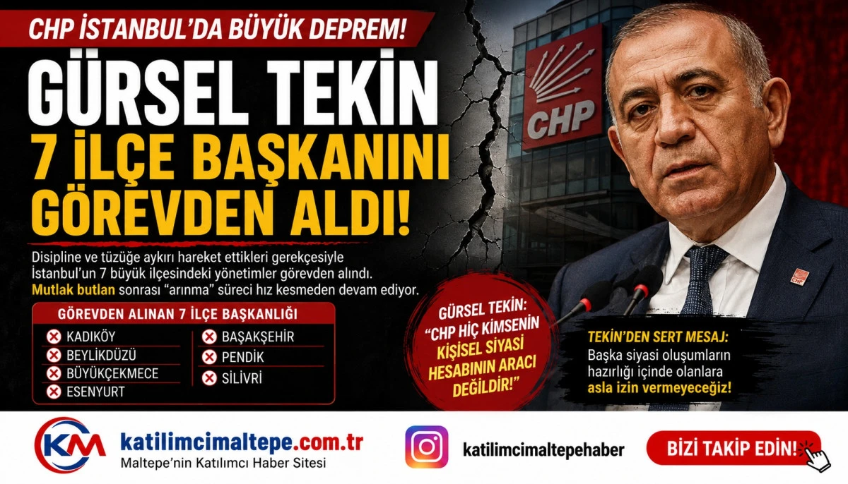 CHP İstanbul'da B&uuml;y&uuml;k Deprem G&uuml;rsel Tekin 7 İl&ccedil;e Başkanını G&ouml;revden Aldı!