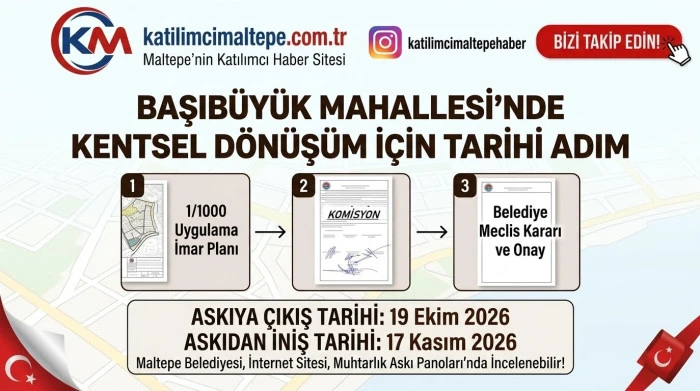 Maltepe Başıb&uuml;y&uuml;k Mahallesi&rsquo;nde Kentsel D&ouml;n&uuml;ş&uuml;m İ&ccedil;in Tarihi Adım 1/1000 &Ouml;l&ccedil;ekli İmar Planı Değişikliği Askıya &Ccedil;ıktı!