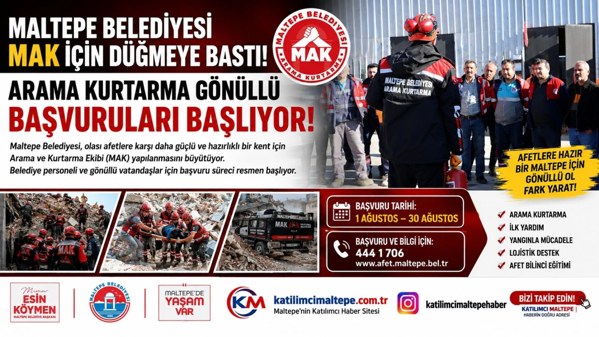 Maltepe Belediyesi MAK İ&ccedil;in D&uuml;ğmeye Bastı Arama Kurtarma G&ouml;n&uuml;ll&uuml; Başvuruları Başlıyor!