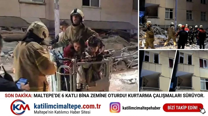 Maltepe Cevizli Mahallesi'nde Korkutan &Ccedil;&ouml;kme 6 Katlı Bina Zemine Oturdu!