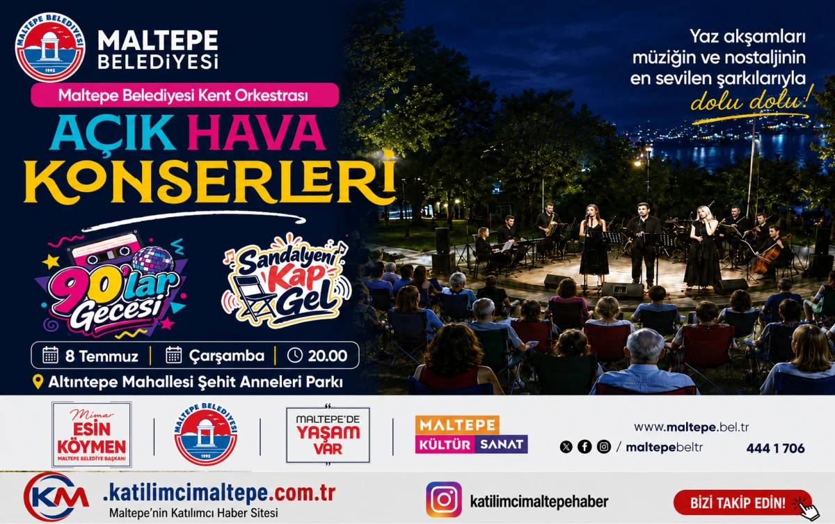 Maltepe&rsquo;de Nostalji R&uuml;zgarı Kent Orkestrası&rsquo;ndan 90&rsquo;lar A&ccedil;ık Hava Konseri