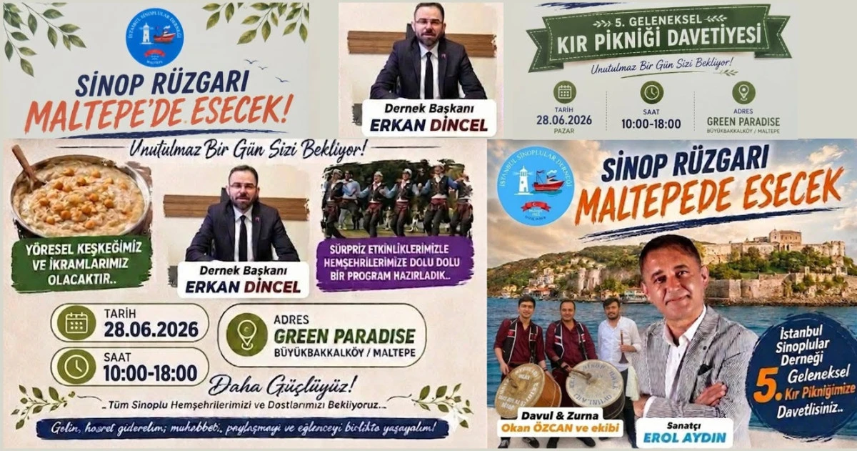 Maltepe&rsquo;de Sinop R&uuml;zgarı Esecek İstanbul Sinoplular Derneği 5. Geleneksel Kır Pikniği İ&ccedil;in Geri Sayım Başladı!