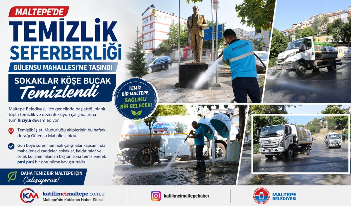 Maltepe&rsquo;de Temizlik Seferberliği G&uuml;lensu Mahallesi&rsquo;ne Taşındı Sokaklar K&ouml;şe Bucak Temizlendi