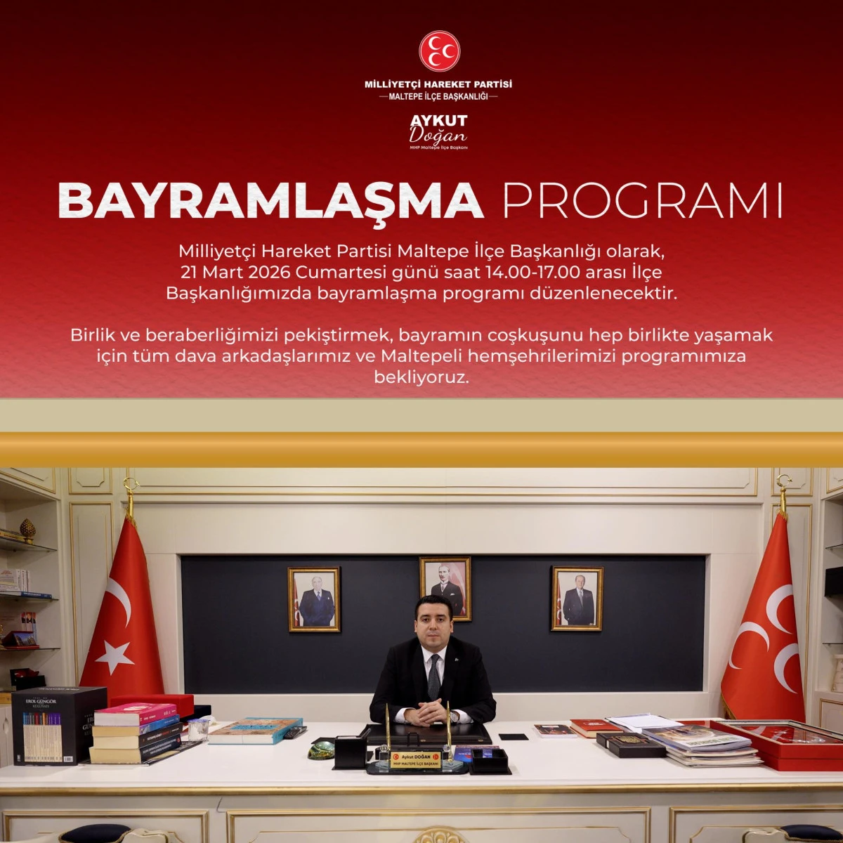 MHP Maltepe İl&ccedil;e Başkanlığı&rsquo;ndan Bayramlaşma Programı Duyurusu 